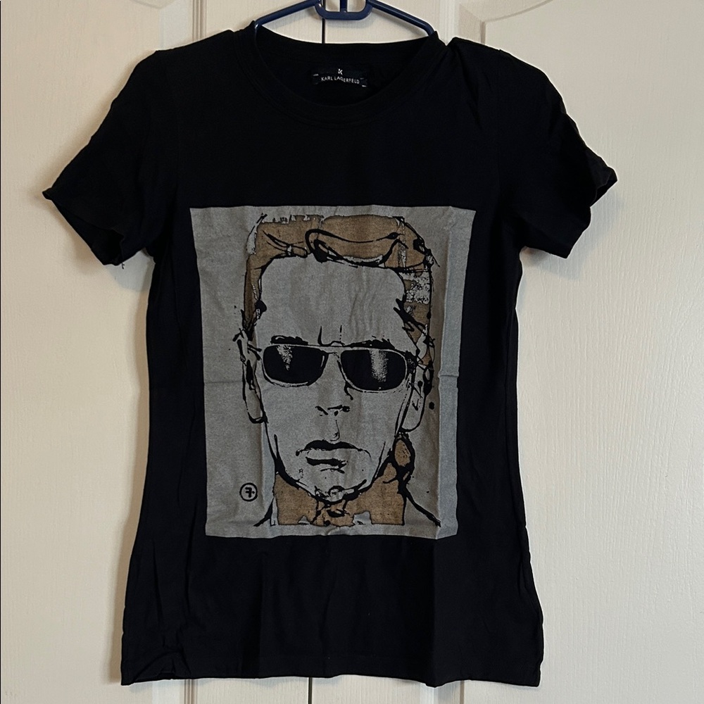 Vintage Karl Lagerfeld Black Tee with Graphic Print